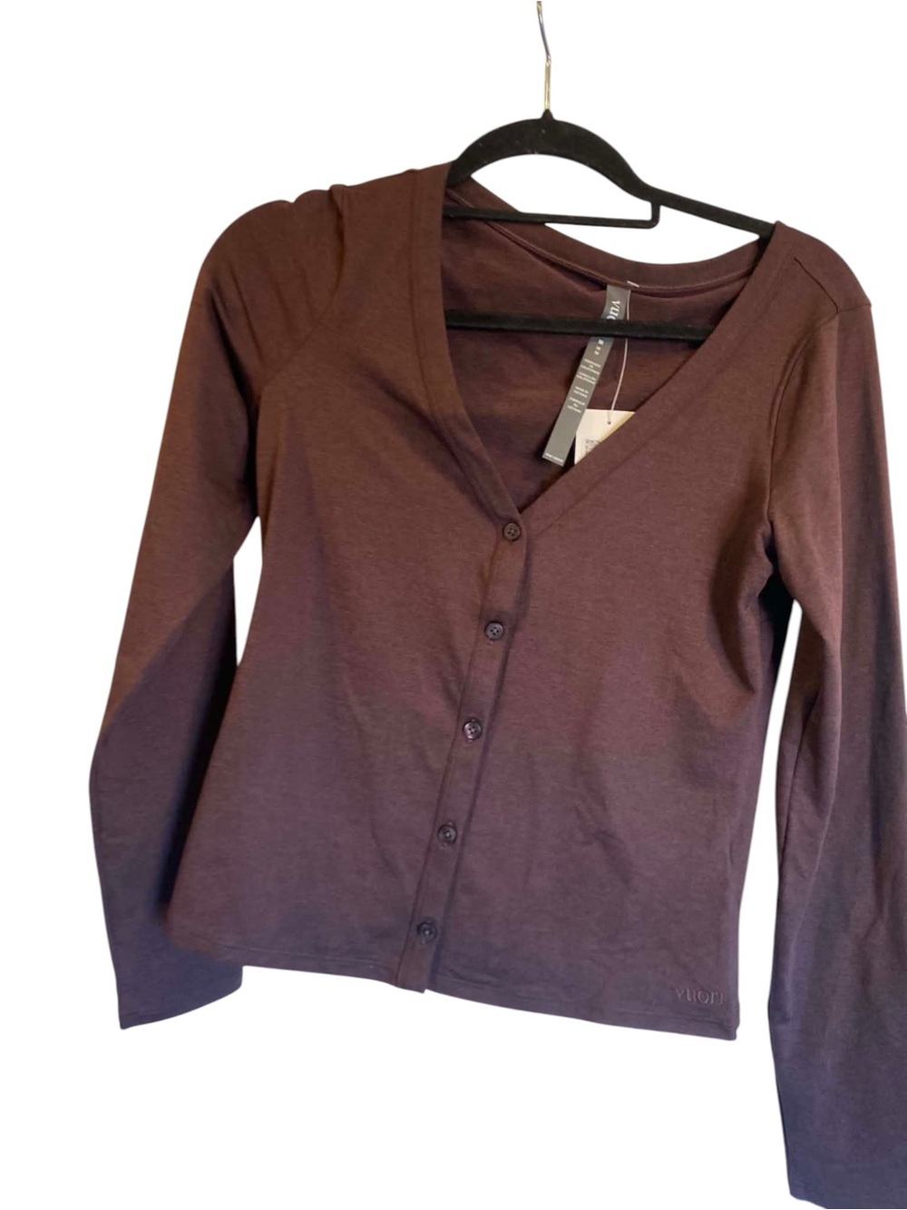 NWT Vuori L/S Halo V-Neck Cardigan JAVA HEATHER Size Medium